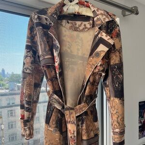 Vamiia Patterned Women's Short Trench Coat, S